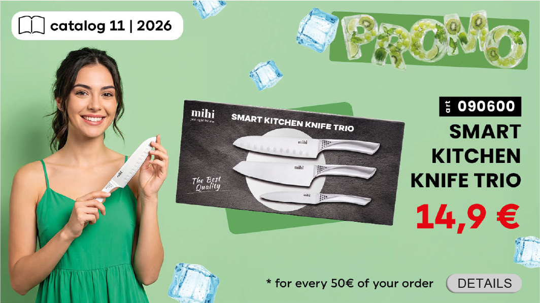 Get the Smart Kitchen Knife Trio for an amazing price of just 14,9€ for every 50€ spent in your order